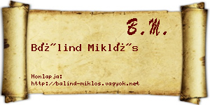 Bálind Miklós névjegykártya