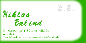 miklos balind business card